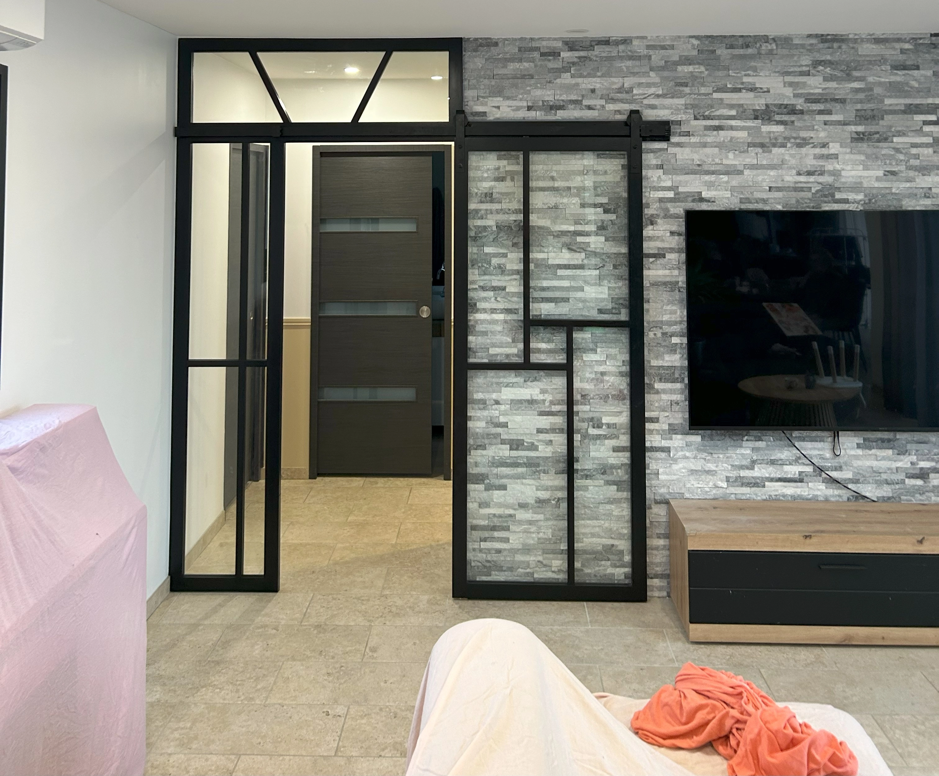 Verrière en bois sur mesure laquée noire